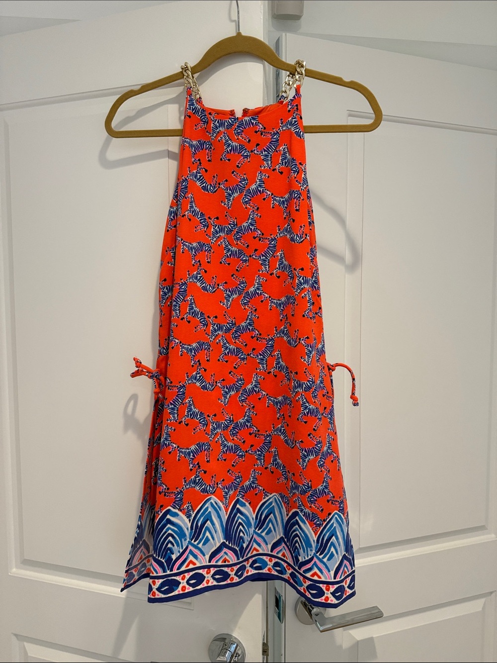 Lilly Pulitzer Zebra-Print Halter Romper with Gold Chain Straps
